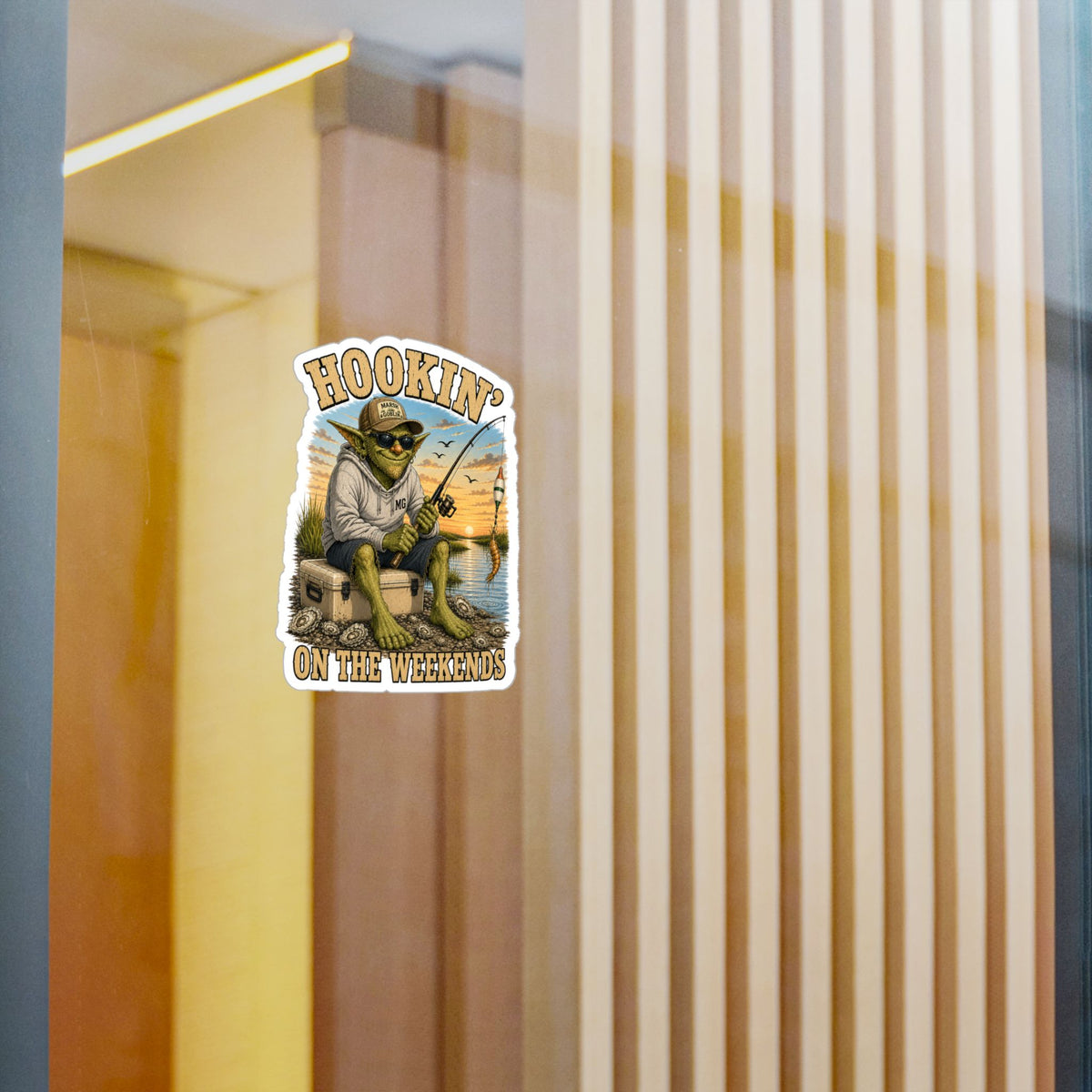 Hookin' on the Weekends Fishing Sticker