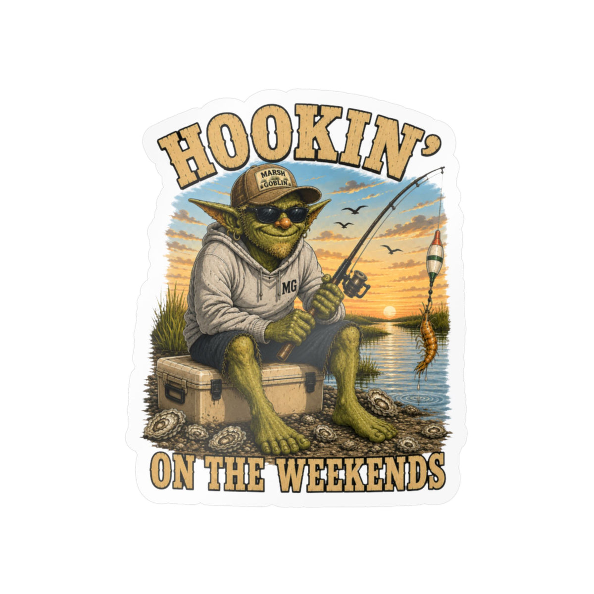 Hookin' on the Weekends Fishing Sticker