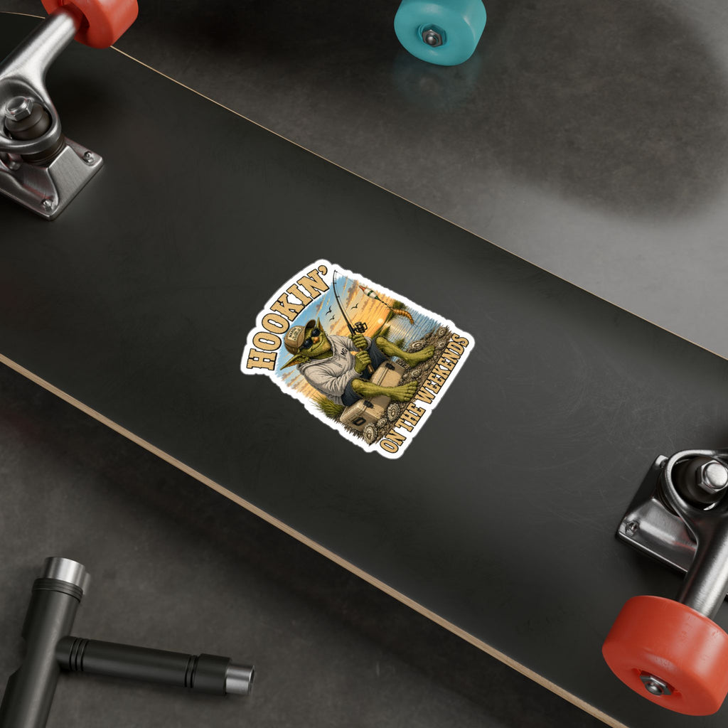Hookin' on the Weekends Fishing Sticker