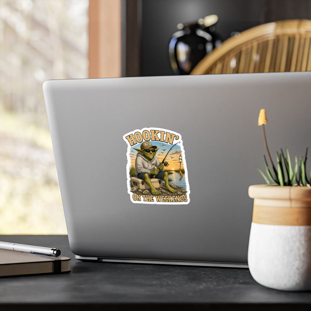 Hookin' on the Weekends Fishing Sticker
