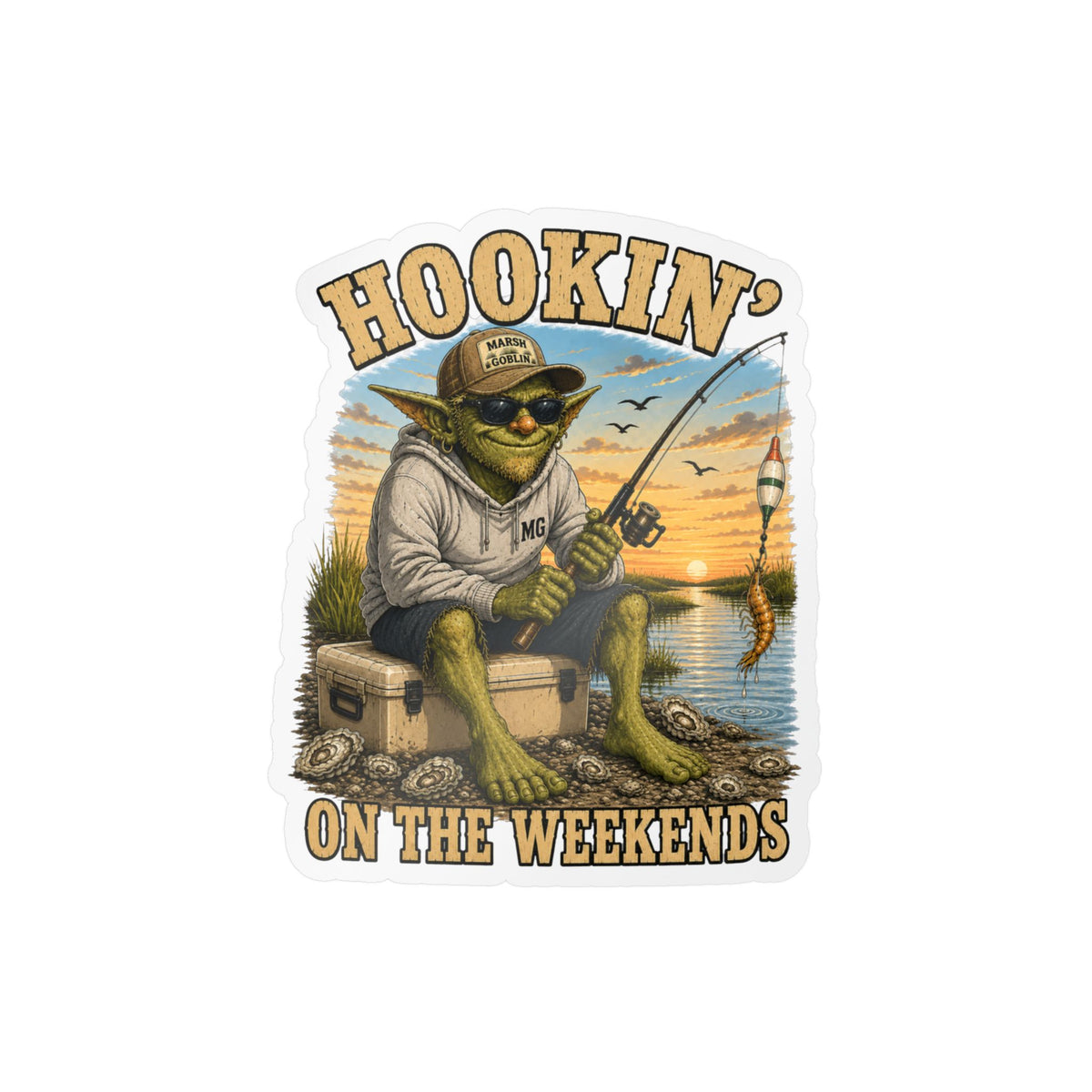 Hookin' on the Weekends Fishing Sticker