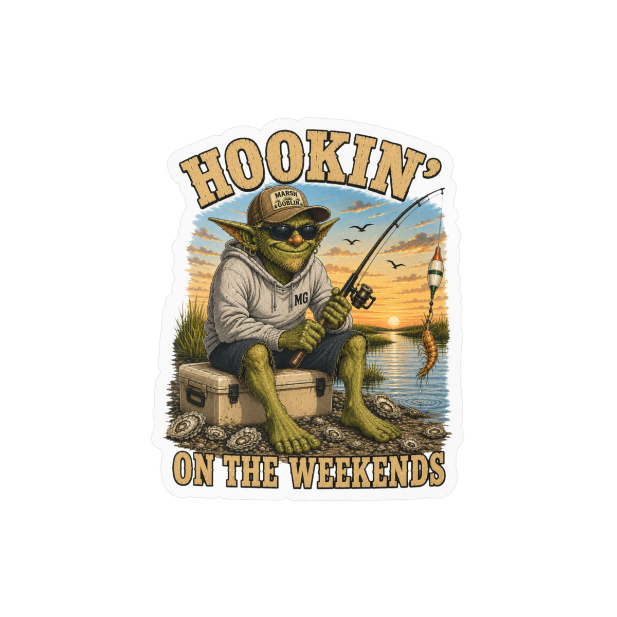 Hookin' on the Weekends Fishing Sticker