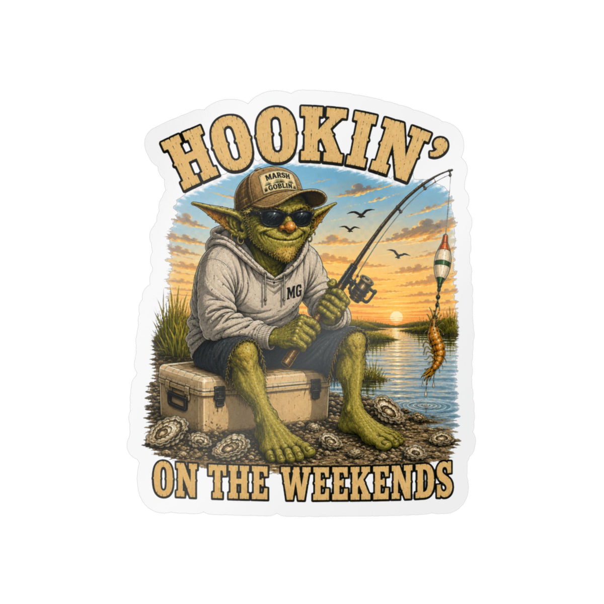 Hookin' on the Weekends Fishing Sticker