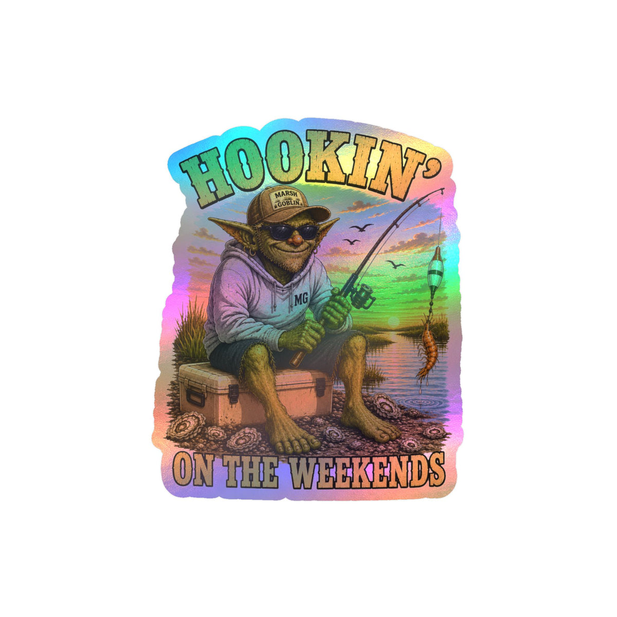 Hookin' on the Weekends Fishing Sticker