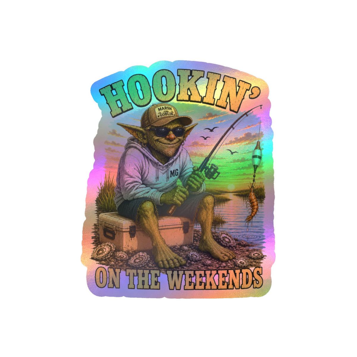 Hookin' on the Weekends Fishing Sticker