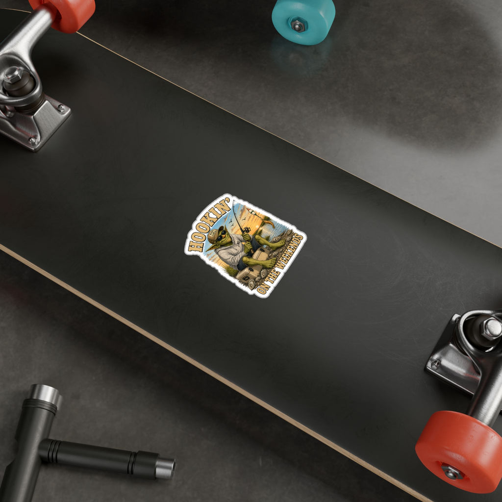 Hookin' on the Weekends Fishing Sticker
