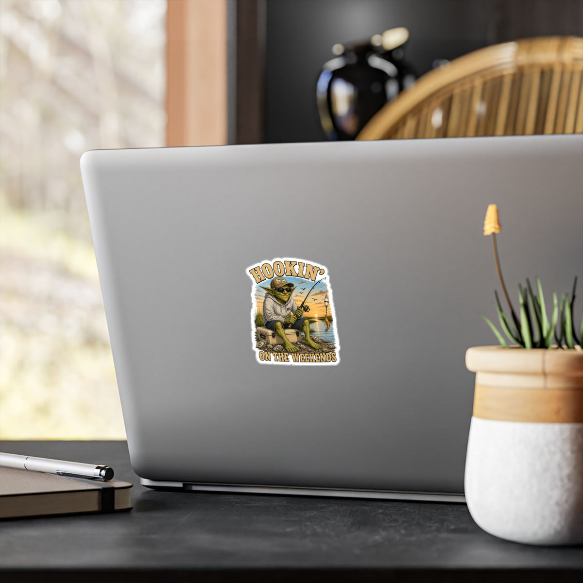 Hookin' on the Weekends Fishing Sticker